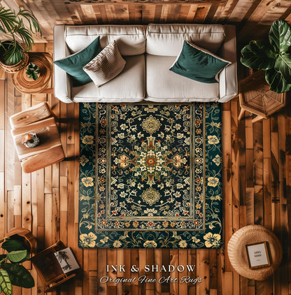 Vintage Art Deco Royal Ornate Accent Rug | Dark Academia Floor Rug Ornate Design Victorian Gothic Aesthetic Home Decor Ethereal Maximalist