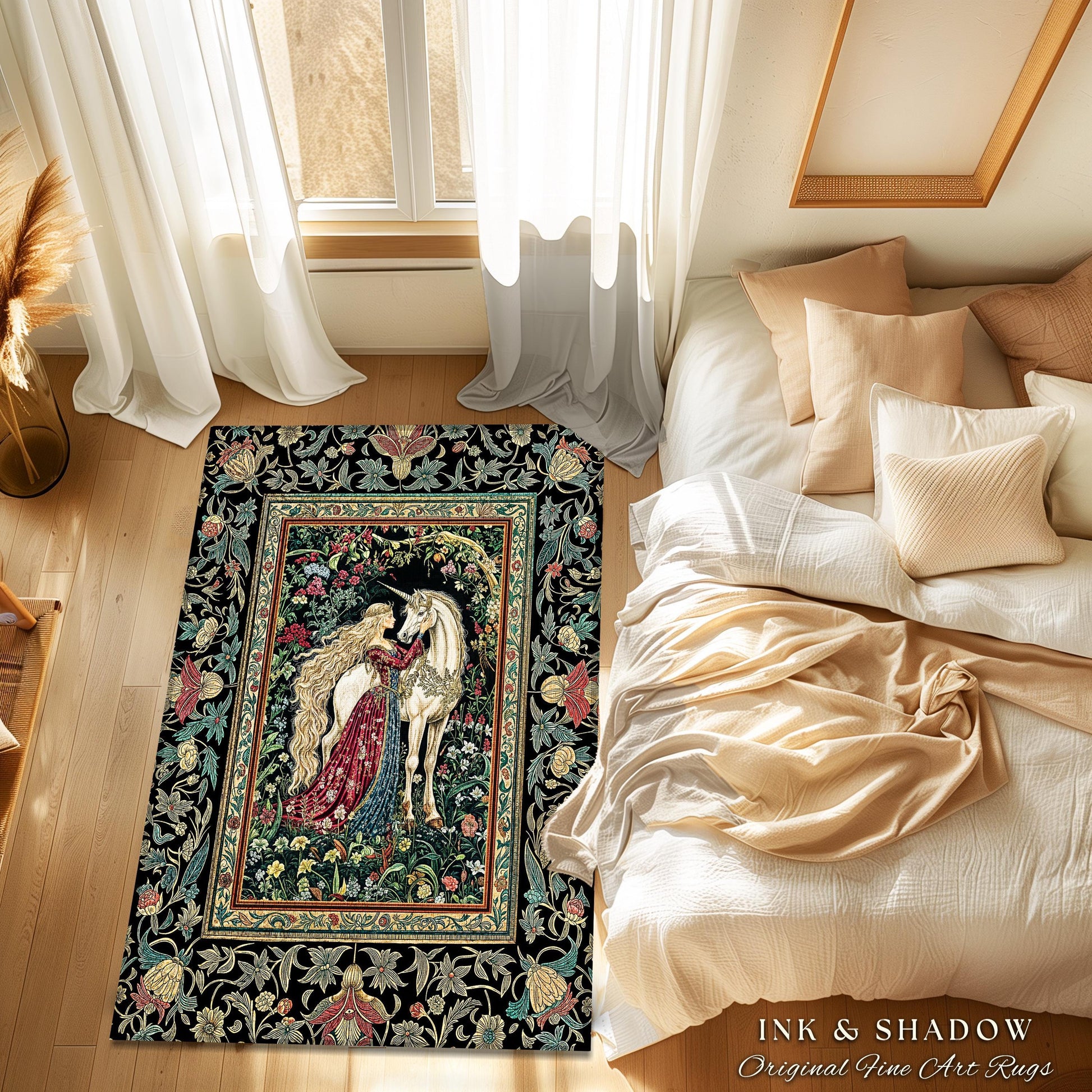 Baroque Fantasy Rustic Area Rug | Rococo Coquette Bedroom Decor Dark Royalcore Home Accent Rug Medieval Storybook Gothic Aesthetic Style |