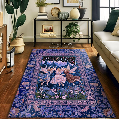 Mystic Lavender Dreamy Fairy Area Rug | Midsummer Aesthetic Woodland Folklore Bedroom Dark Academia Whimsical Bohemian Enchanted Purple |