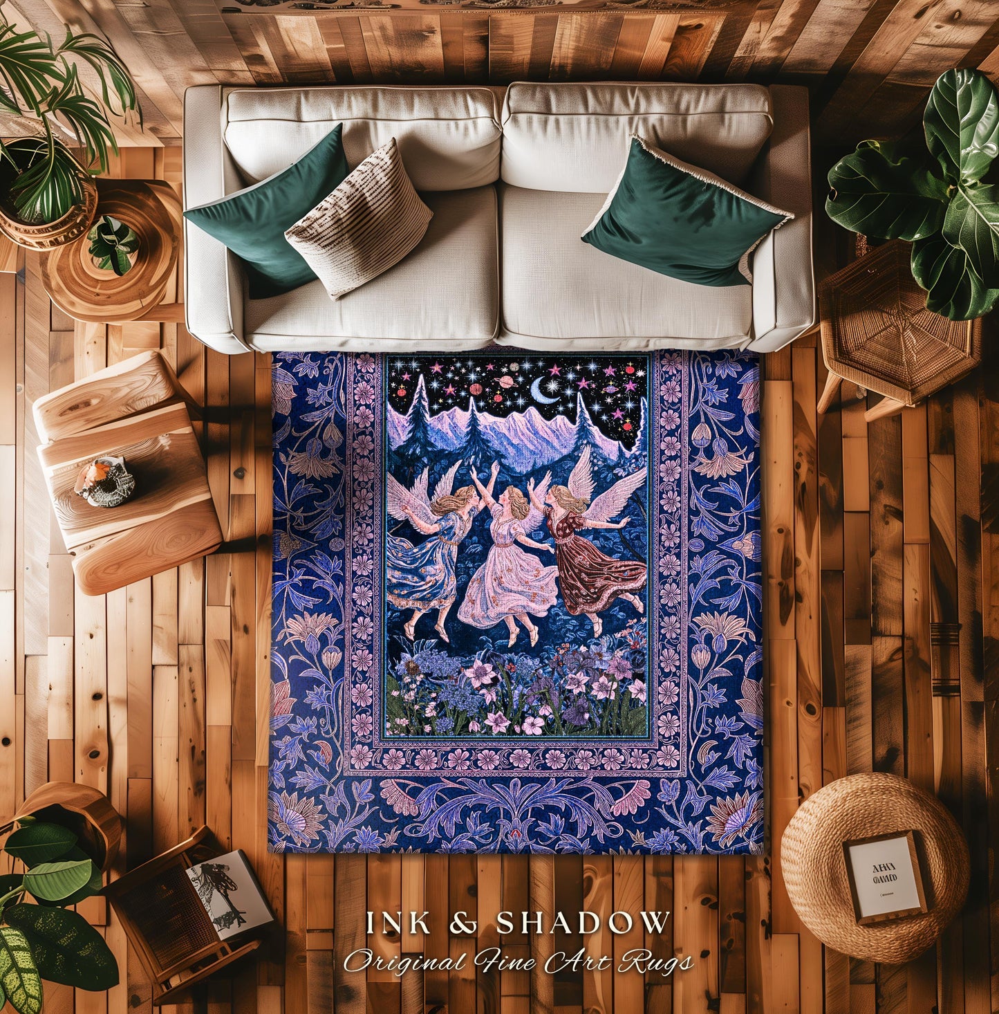 Mystic Lavender Dreamy Fairy Area Rug | Midsummer Aesthetic Woodland Folklore Bedroom Dark Academia Whimsical Bohemian Enchanted Purple |