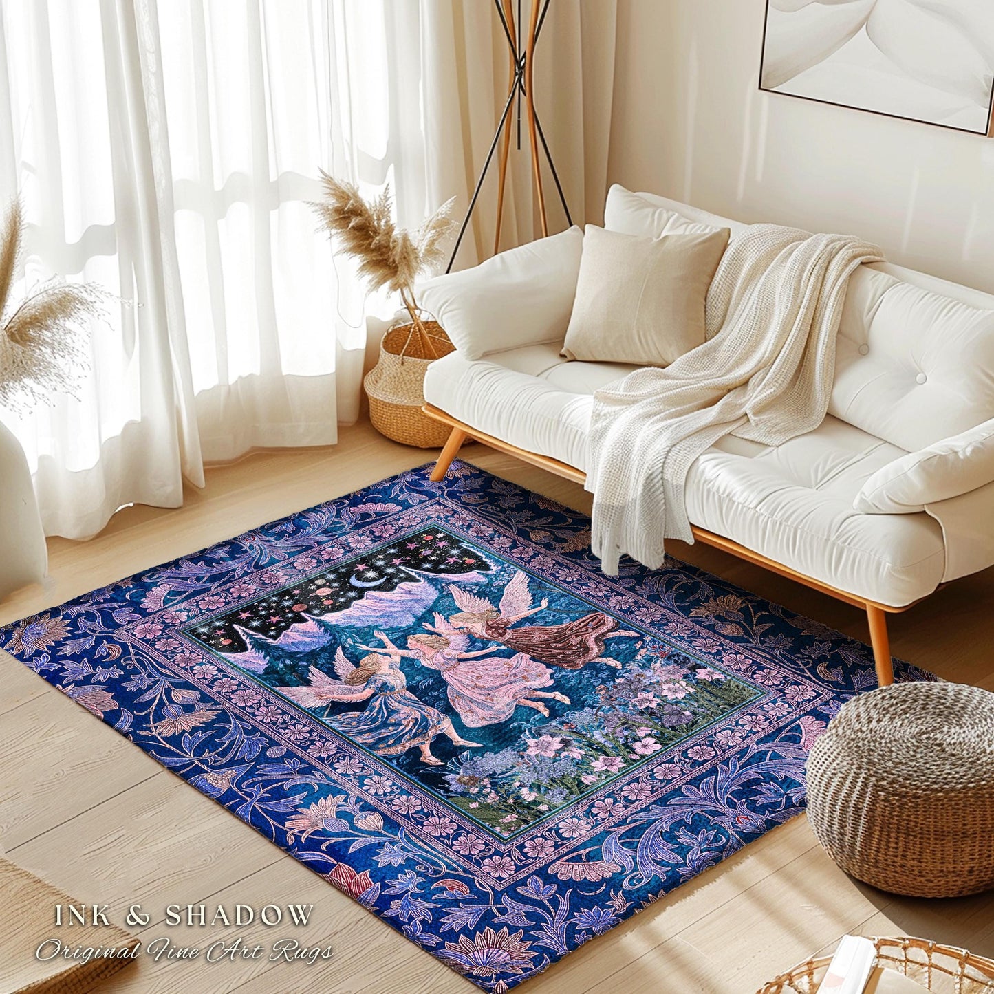 Mystic Lavender Dreamy Fairy Area Rug | Midsummer Aesthetic Woodland Folklore Bedroom Dark Academia Whimsical Bohemian Enchanted Purple |