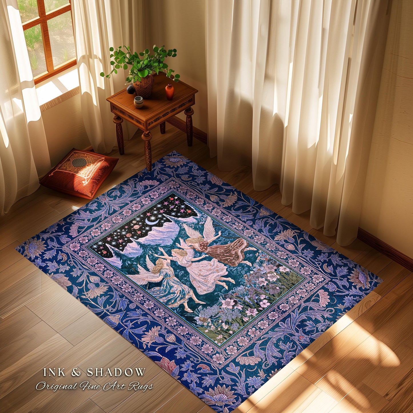 Mystic Lavender Dreamy Fairy Area Rug | Midsummer Aesthetic Woodland Folklore Bedroom Dark Academia Whimsical Bohemian Enchanted Purple |