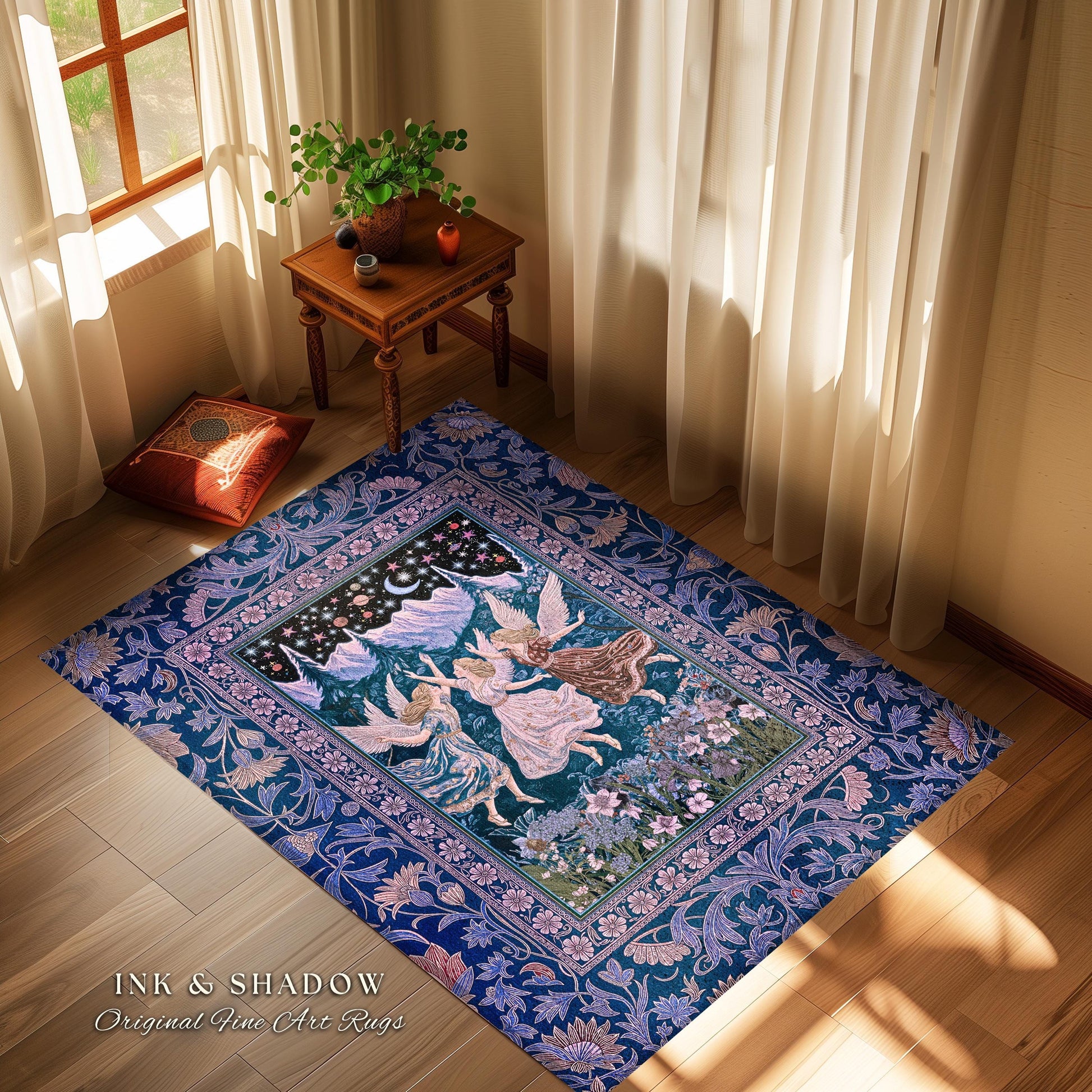 Mystic Lavender Dreamy Fairy Area Rug | Midsummer Aesthetic Woodland Folklore Bedroom Dark Academia Whimsical Bohemian Enchanted Purple |