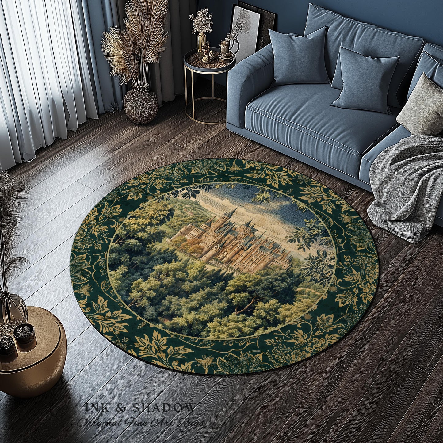 Ethereal Fairytale Fantasy Castle Rug | Dark Academia Woodland Fairy Folklore Princess Aesthetic Magical Landscape Forestcore Romantic |