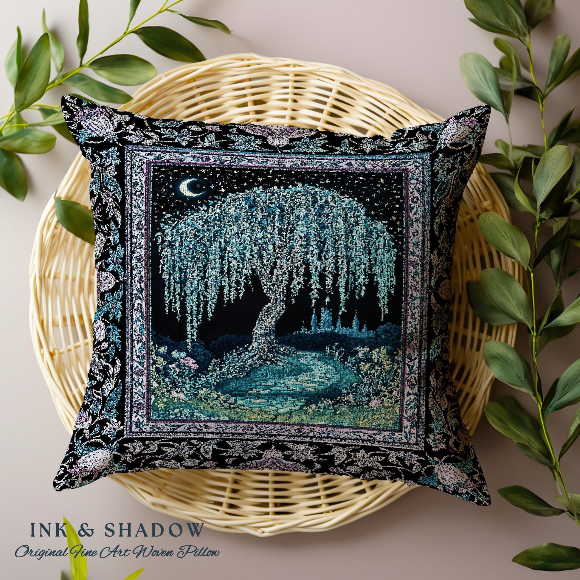 Dreamy Willow Tree Moody Tapestry Pillow Decorative Throw Cushion