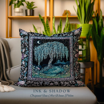Dreamy Willow Tree Moody Tapestry Pillow Decorative Throw Cushion