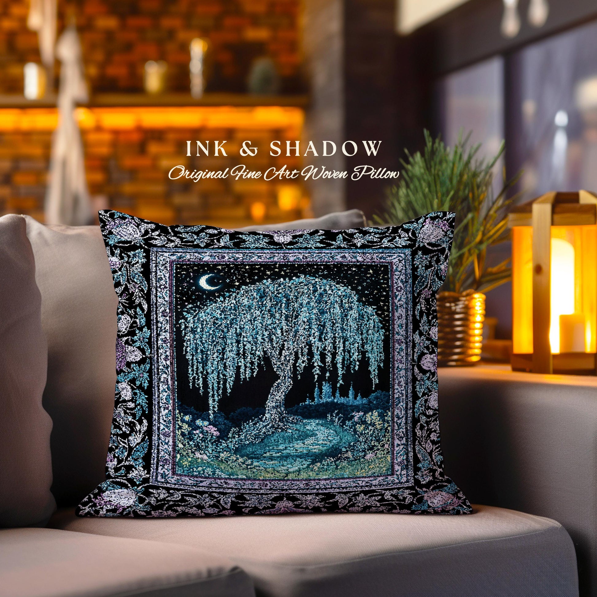 Dreamy Willow Tree Moody Tapestry Pillow Decorative Throw Cushion