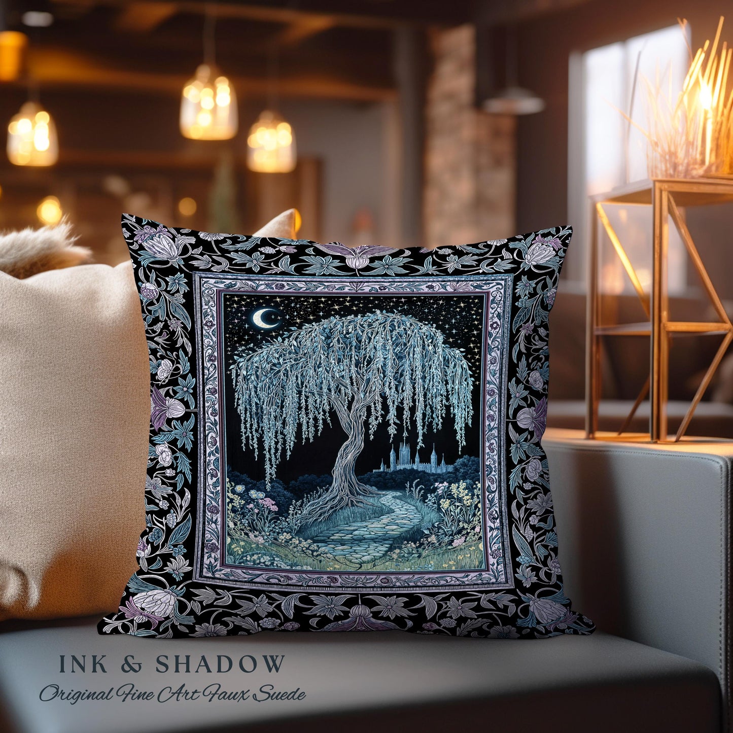 Dreamy Willow Tree Moody Tapestry Pillow Decorative Throw Cushion