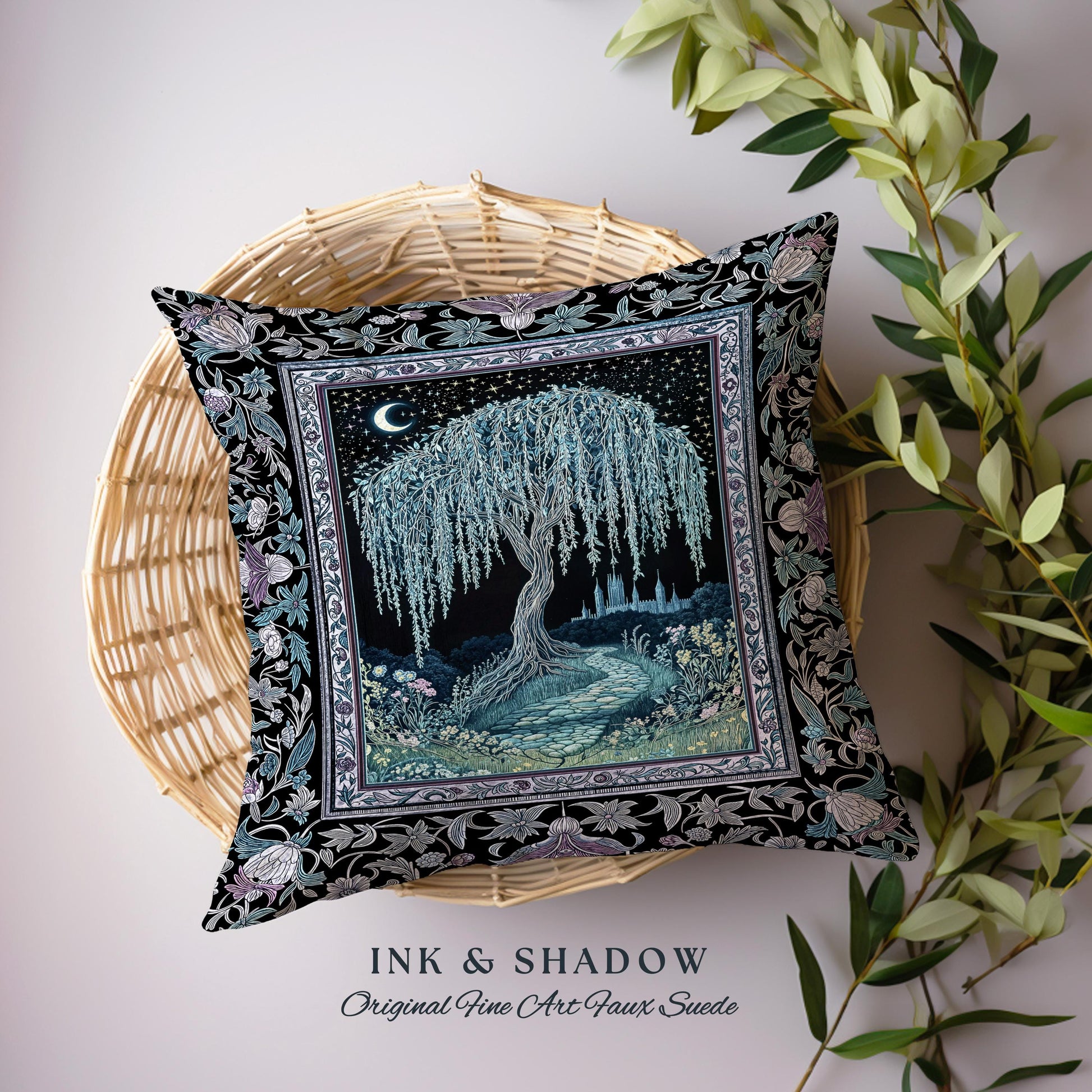 Dreamy Willow Tree Moody Tapestry Pillow Decorative Throw Cushion