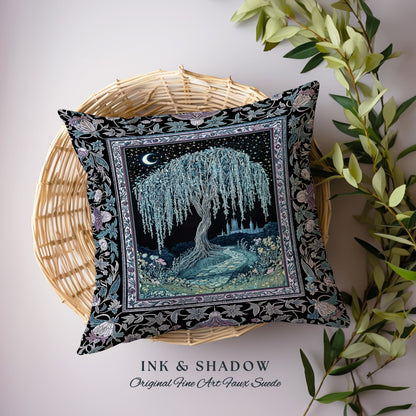 Dreamy Willow Tree Moody Tapestry Pillow Decorative Throw Cushion