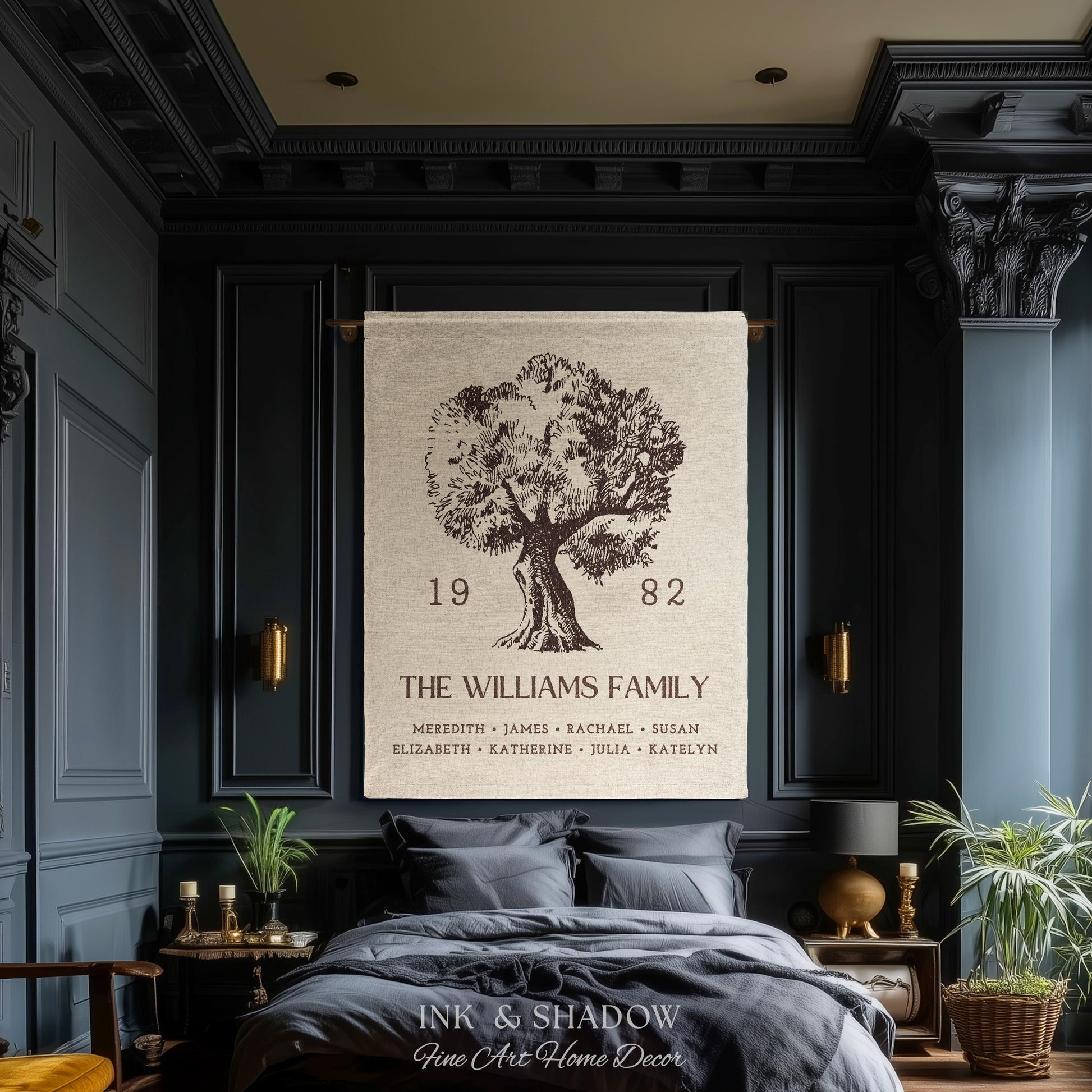 Anniversary Gift Personalized Family Tree Wall Art Blanket Custom Family Gift Meaningful | Wedding Gift Sentimental Gift for Mother in Law |