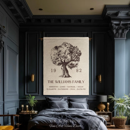 Anniversary Gift Personalized Family Tree Wall Art Blanket Custom Family Gift Meaningful | Wedding Gift Sentimental Gift for Mother in Law |