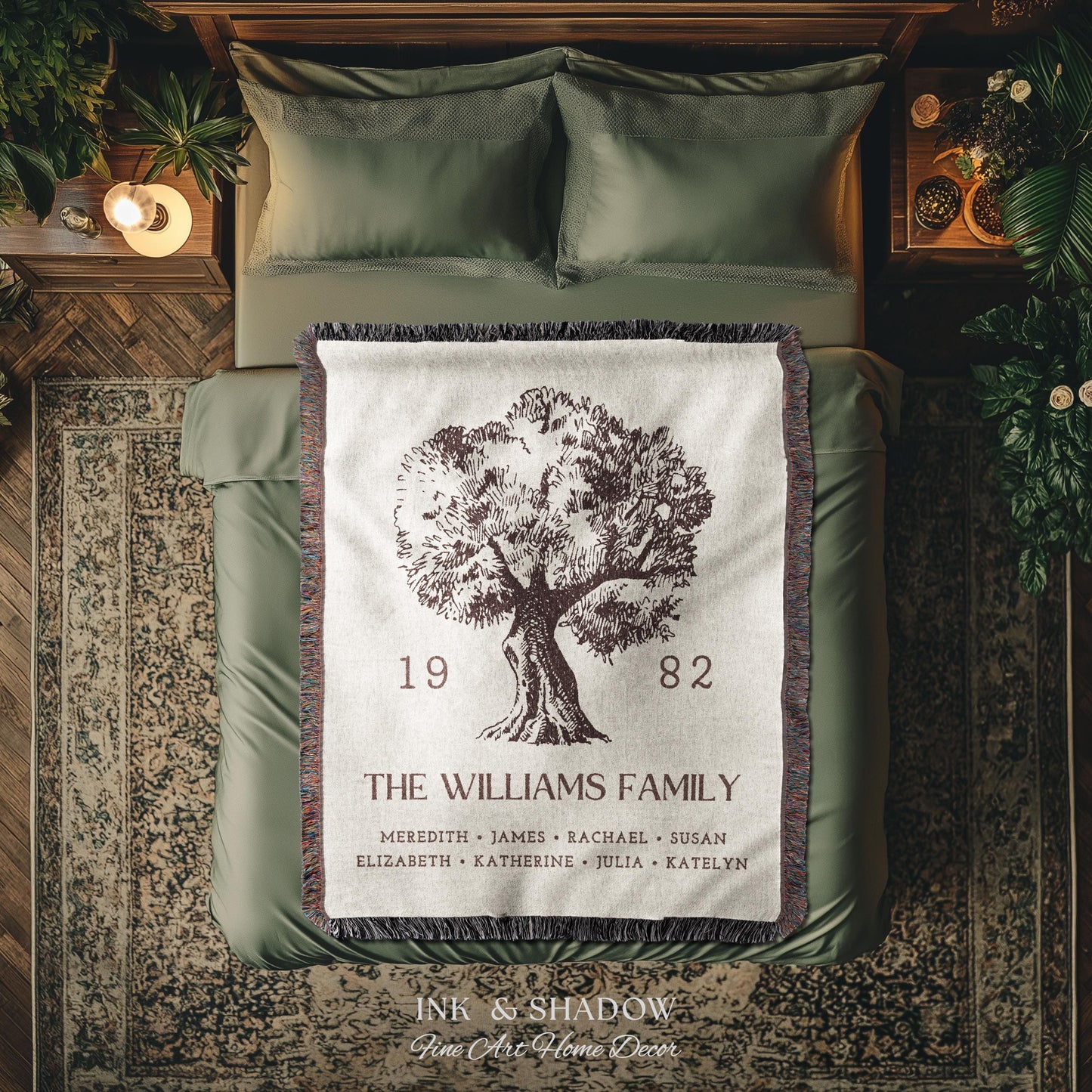 Anniversary Gift Personalized Family Tree Wall Art Blanket Custom Family Gift Meaningful | Wedding Gift Sentimental Gift for Mother in Law |