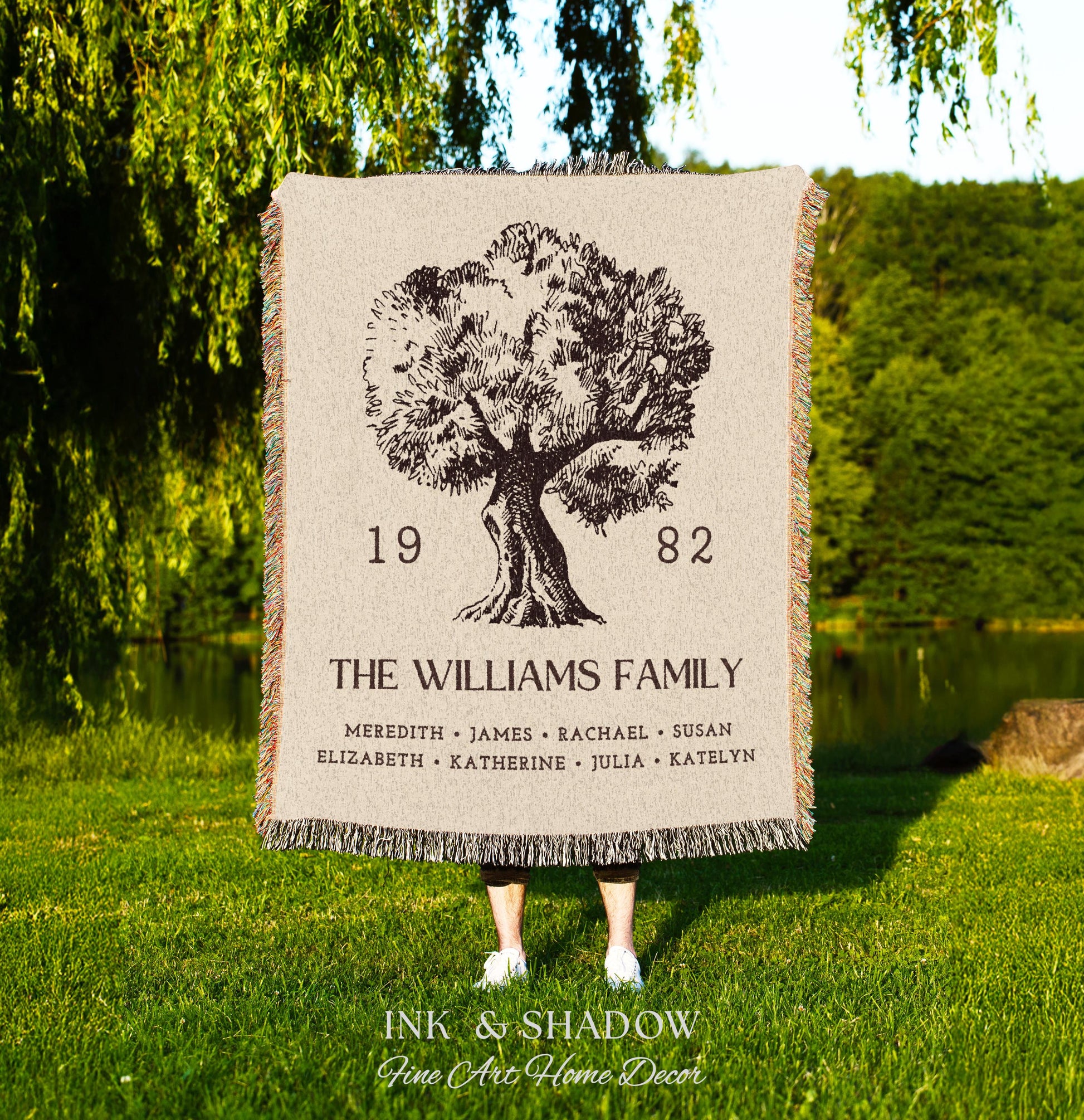 Anniversary Gift Personalized Family Tree Wall Art Blanket Custom Family Gift Meaningful | Wedding Gift Sentimental Gift for Mother in Law |