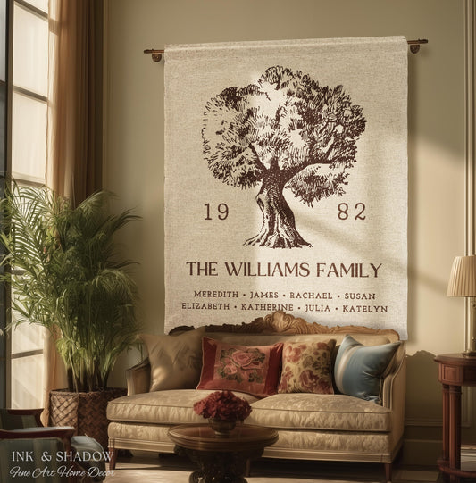 Anniversary Gift Personalized Family Tree Wall Art Blanket Custom Family Gift Meaningful | Wedding Gift Sentimental Gift for Mother in Law |