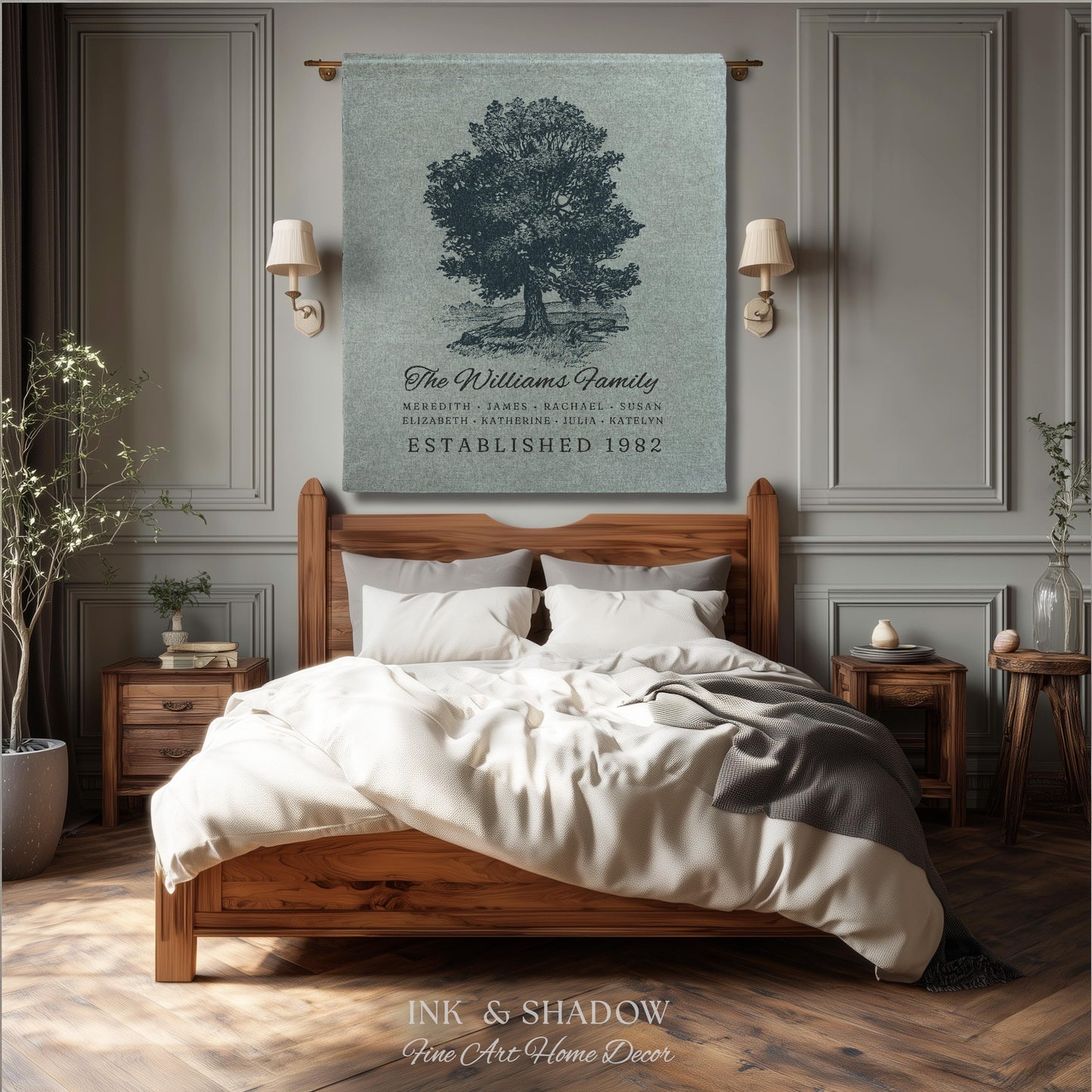 Custom Family Tree Blanket Woven Tapestry | Family Tree Wall Art Blanket Custom Family Gift | Sentimental Gift for Grandmother Personalized
