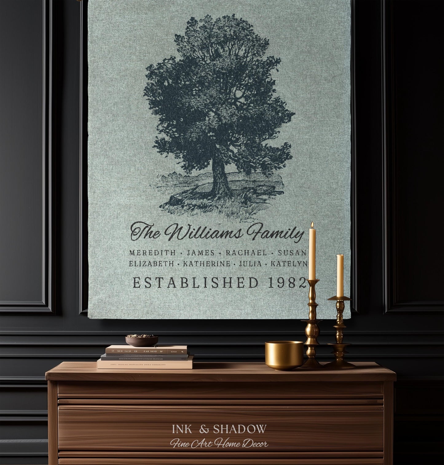 Custom Family Tree Blanket Woven Tapestry | Family Tree Wall Art Blanket Custom Family Gift | Sentimental Gift for Grandmother Personalized