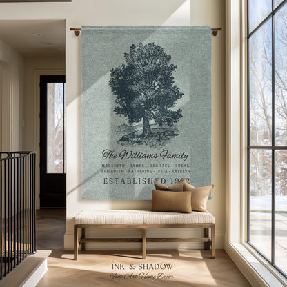 Custom Family Tree Blanket Woven Tapestry | Family Tree Wall Art Blanket Custom Family Gift | Sentimental Gift for Grandmother Personalized