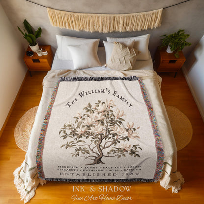 Vintage Family Tree Blanket | Family Name Blanket Custom Family Tree Gift Unique Gift for Mom Personalized Family Name Gift Personalized |