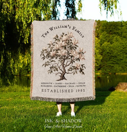 Vintage Family Tree Blanket | Family Name Blanket Custom Family Tree Gift Unique Gift for Mom Personalized Family Name Gift Personalized |