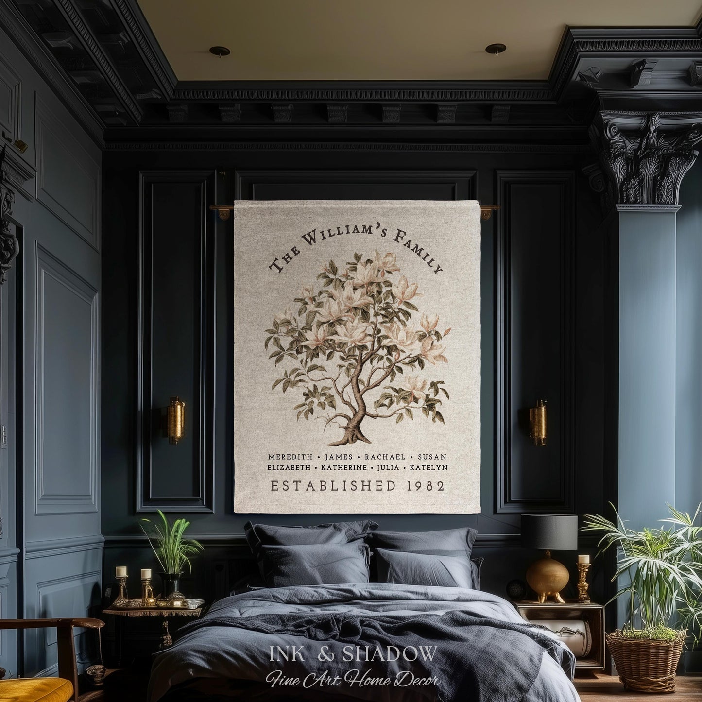 Vintage Family Tree Blanket | Family Name Blanket Custom Family Tree Gift Unique Gift for Mom Personalized Family Name Gift Personalized |