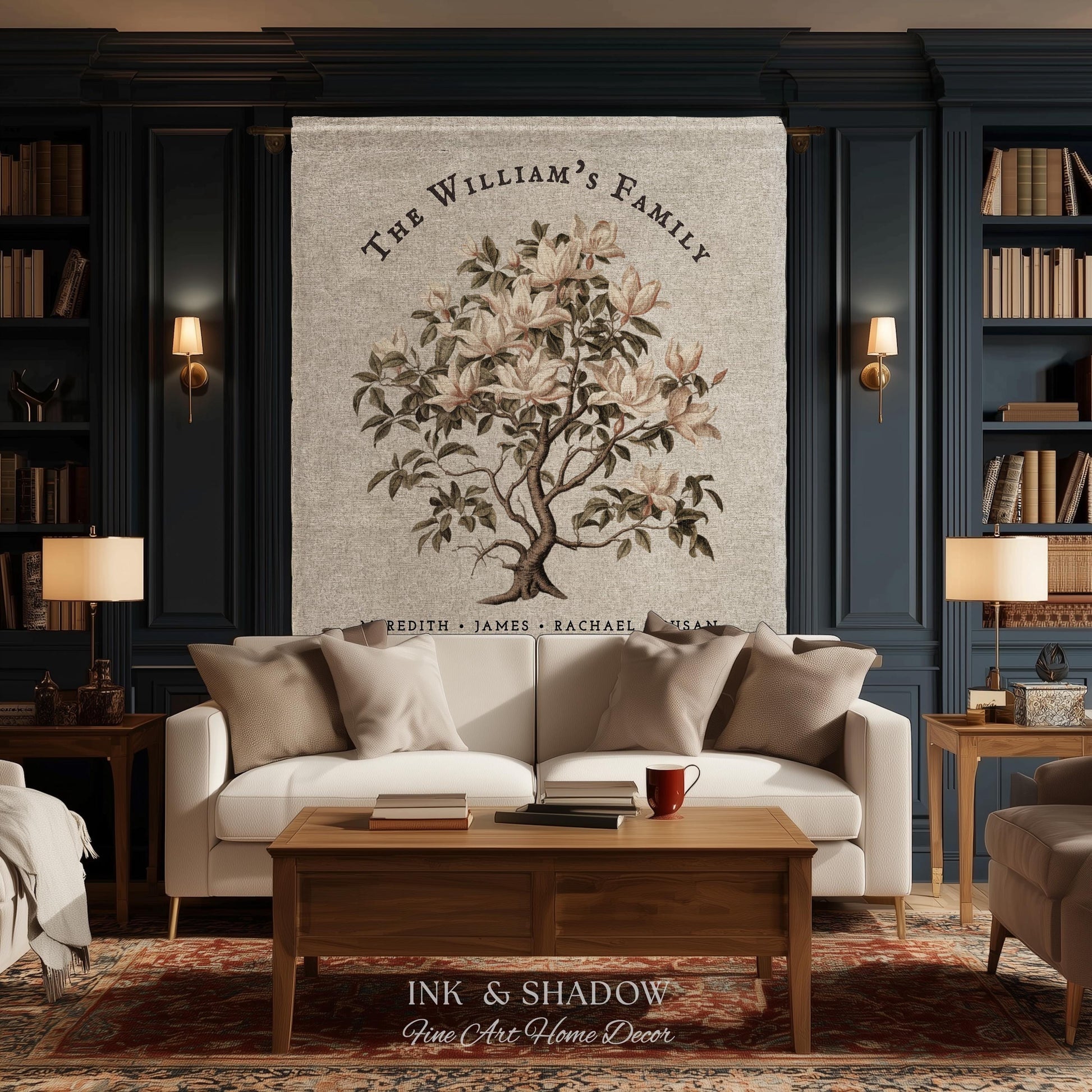Vintage Family Tree Blanket | Family Name Blanket Custom Family Tree Gift Unique Gift for Mom Personalized Family Name Gift Personalized |