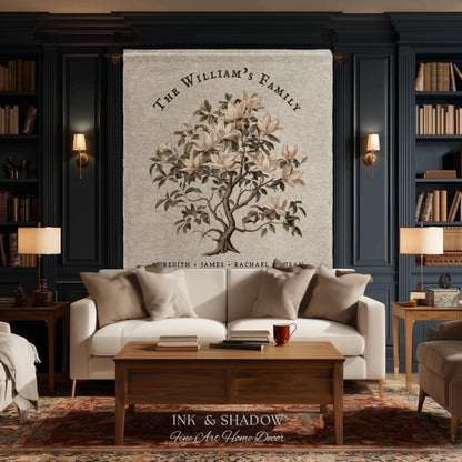 Vintage Family Tree Blanket | Family Name Blanket Custom Family Tree Gift Unique Gift for Mom Personalized Family Name Gift Personalized |