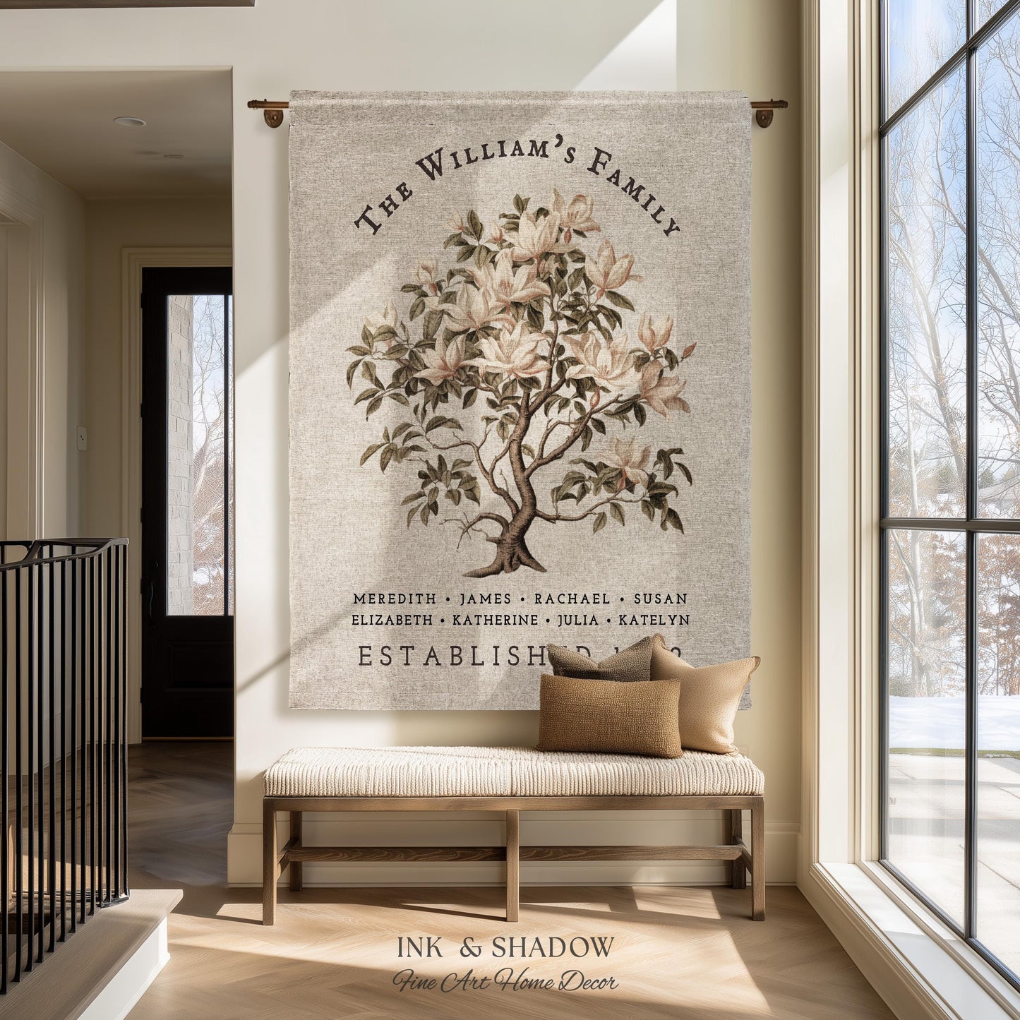 Vintage Family Tree Blanket | Family Name Blanket Custom Family Tree Gift Unique Gift for Mom Personalized Family Name Gift Personalized |