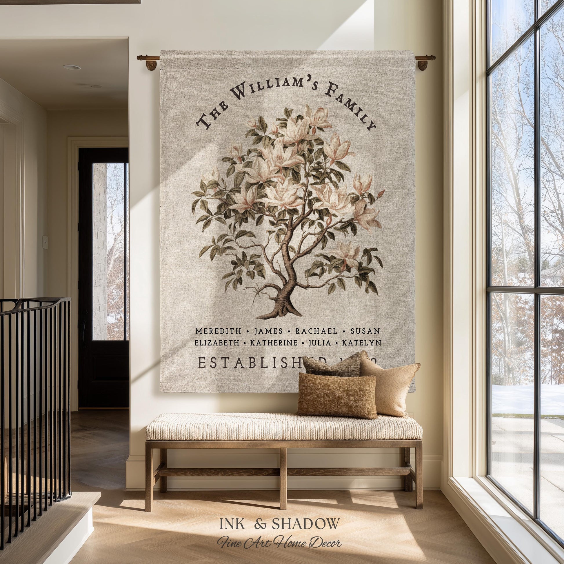 Vintage Family Tree Blanket | Family Name Blanket Custom Family Tree Gift Unique Gift for Mom Personalized Family Name Gift Personalized |