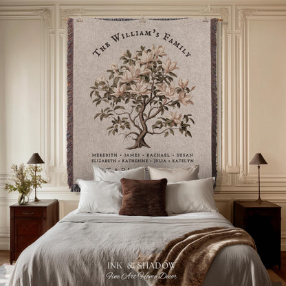 Vintage Family Tree Blanket | Family Name Blanket Custom Family Tree Gift Unique Gift for Mom Personalized Family Name Gift Personalized |