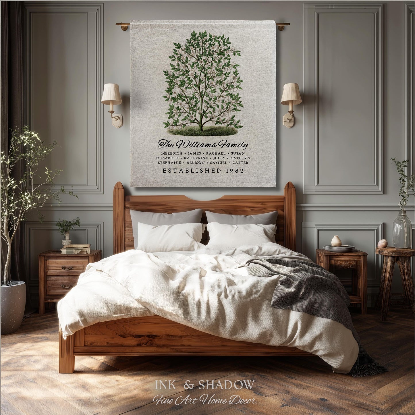 Grandparents Gift Personalized Family Tree Blanket Custom Family Gift Meaningful | Wedding Gift Sentimental Gift for Family Tree Wall Art |