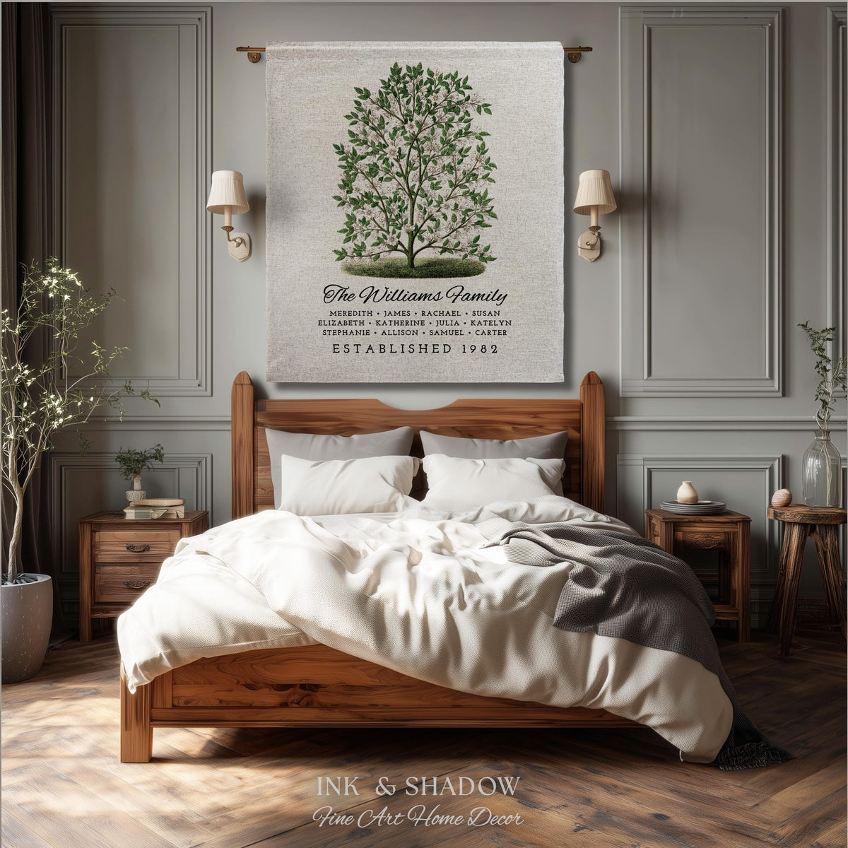 Grandparents Gift Personalized Family Tree Blanket Custom Family Gift Meaningful | Wedding Gift Sentimental Gift for Family Tree Wall Art |