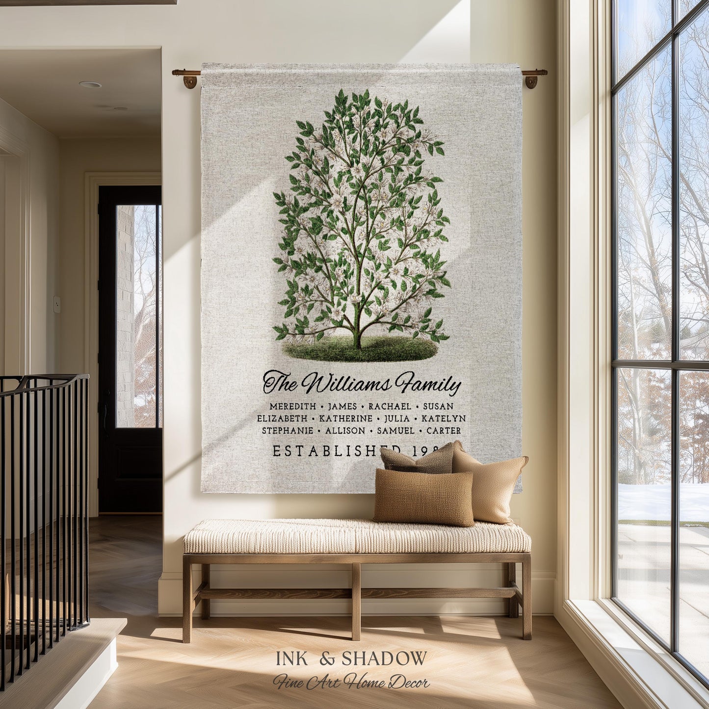 Grandparents Gift Personalized Family Tree Blanket Custom Family Gift Meaningful | Wedding Gift Sentimental Gift for Family Tree Wall Art |
