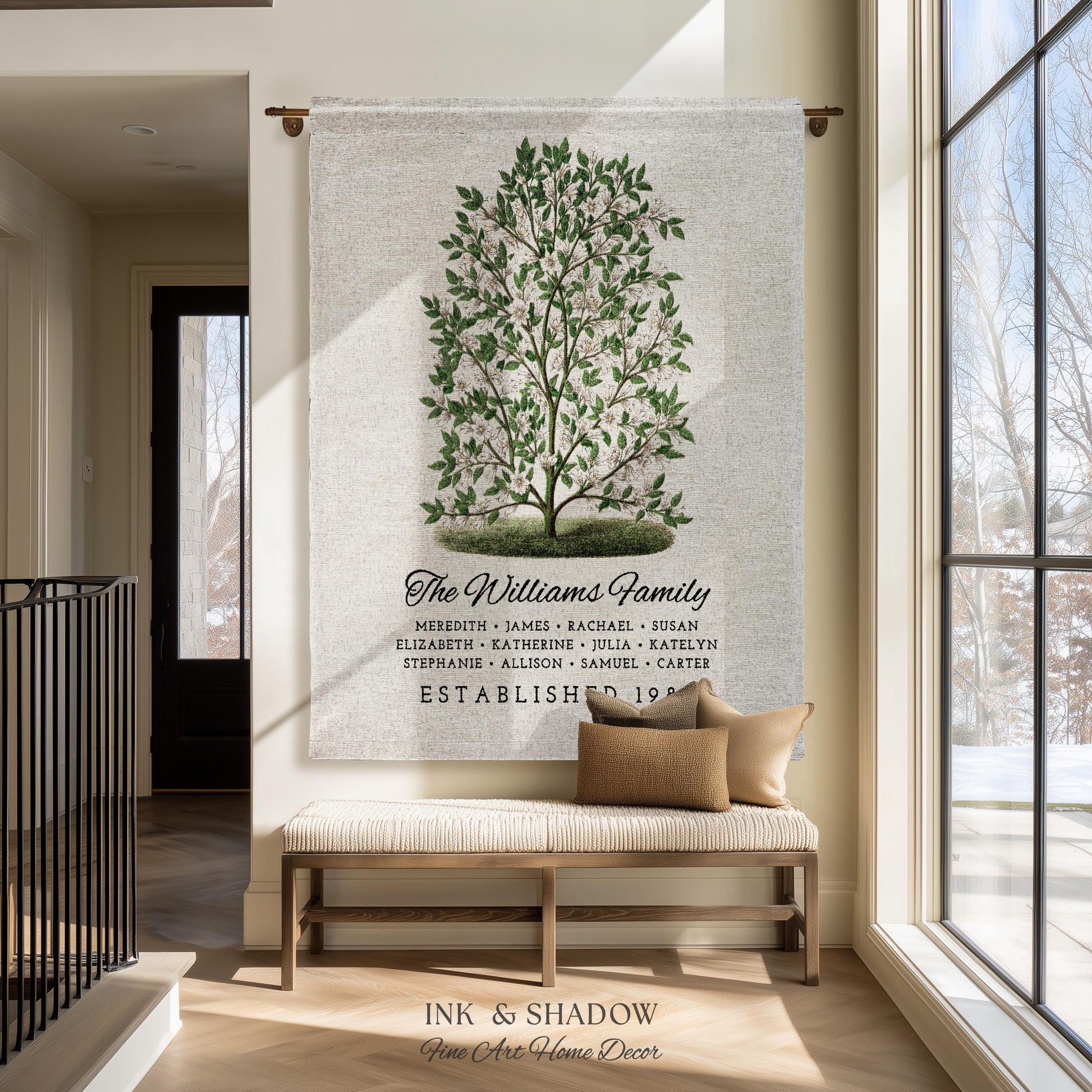 Grandparents Gift Personalized Family Tree Blanket Custom Family Gift Meaningful | Wedding Gift Sentimental Gift for Family Tree Wall Art |