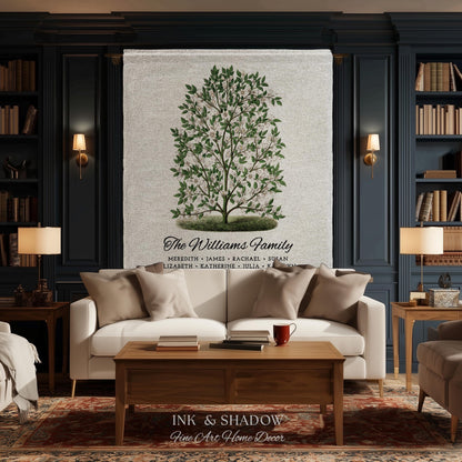 Grandparents Gift Personalized Family Tree Blanket Custom Family Gift Meaningful | Wedding Gift Sentimental Gift for Family Tree Wall Art |
