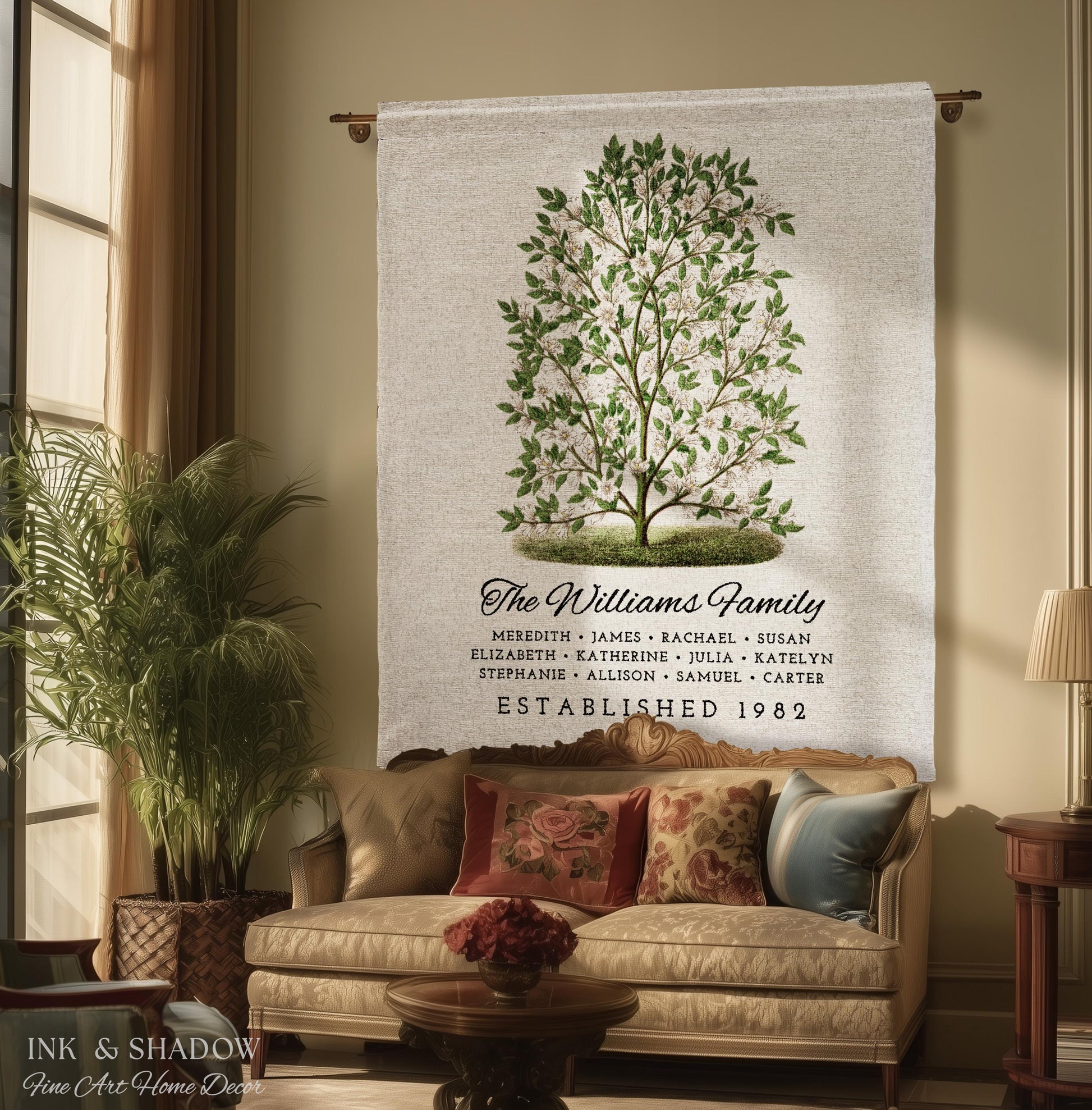Grandparents Gift Personalized Family Tree Blanket Custom Family Gift Meaningful | Wedding Gift Sentimental Gift for Family Tree Wall Art |