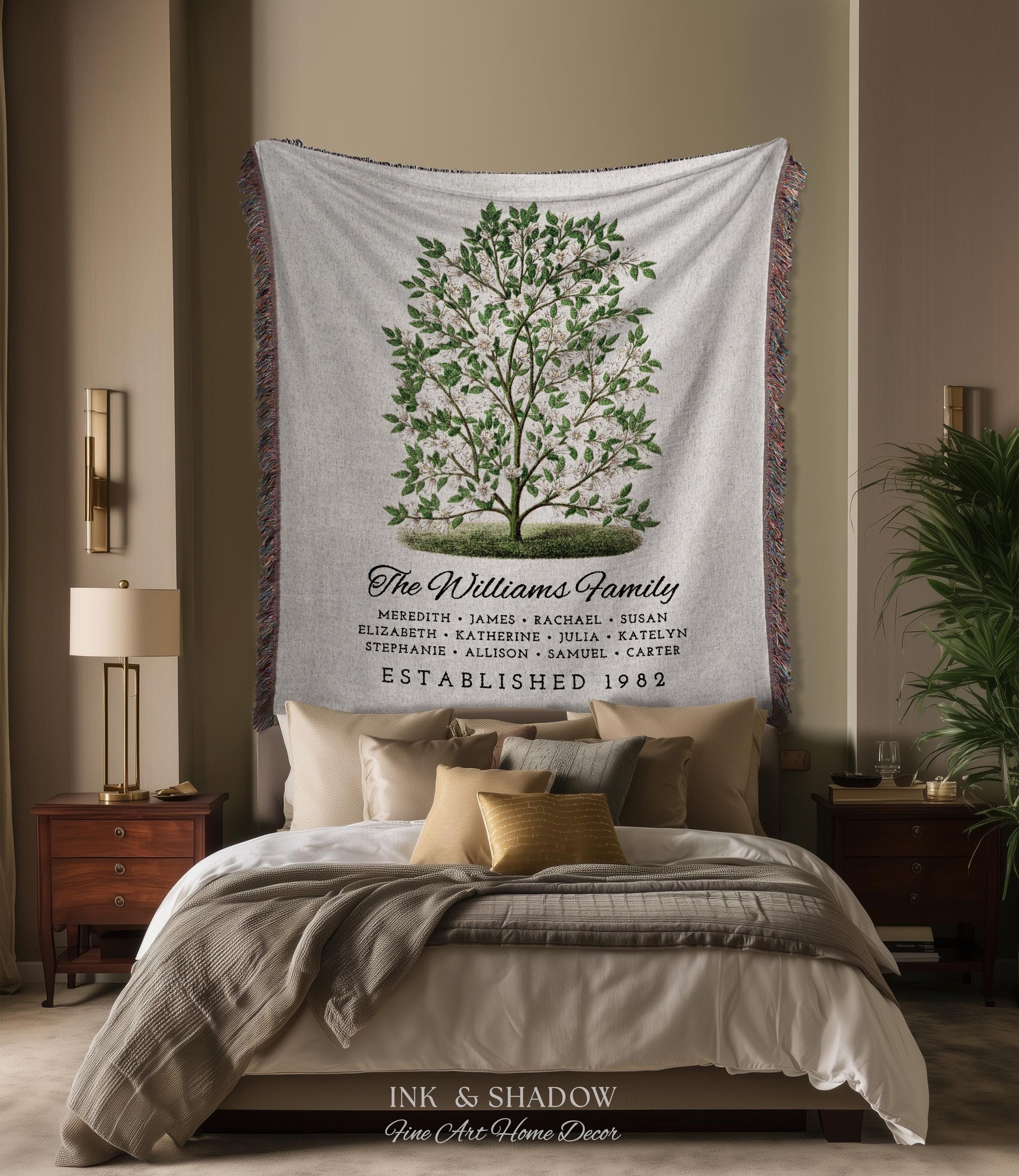 Grandparents Gift Personalized Family Tree Blanket Custom Family Gift Meaningful | Wedding Gift Sentimental Gift for Family Tree Wall Art |