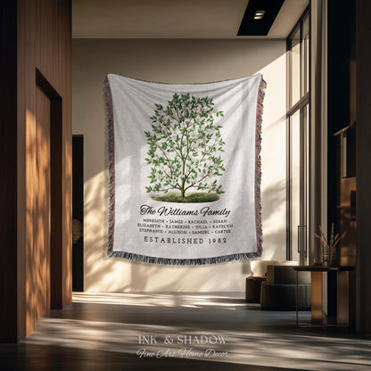 Grandparents Gift Personalized Family Tree Blanket Custom Family Gift Meaningful | Wedding Gift Sentimental Gift for Family Tree Wall Art |
