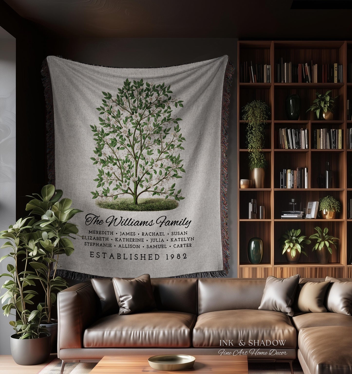 Grandparents Gift Personalized Family Tree Blanket Custom Family Gift Meaningful | Wedding Gift Sentimental Gift for Family Tree Wall Art |