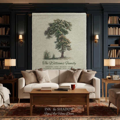 Vintage Family Tapestry Personalized | Family Tree Blanket Custom Family Gift Meaningful | Wedding Gift Sentimental Gift for Family Tree |