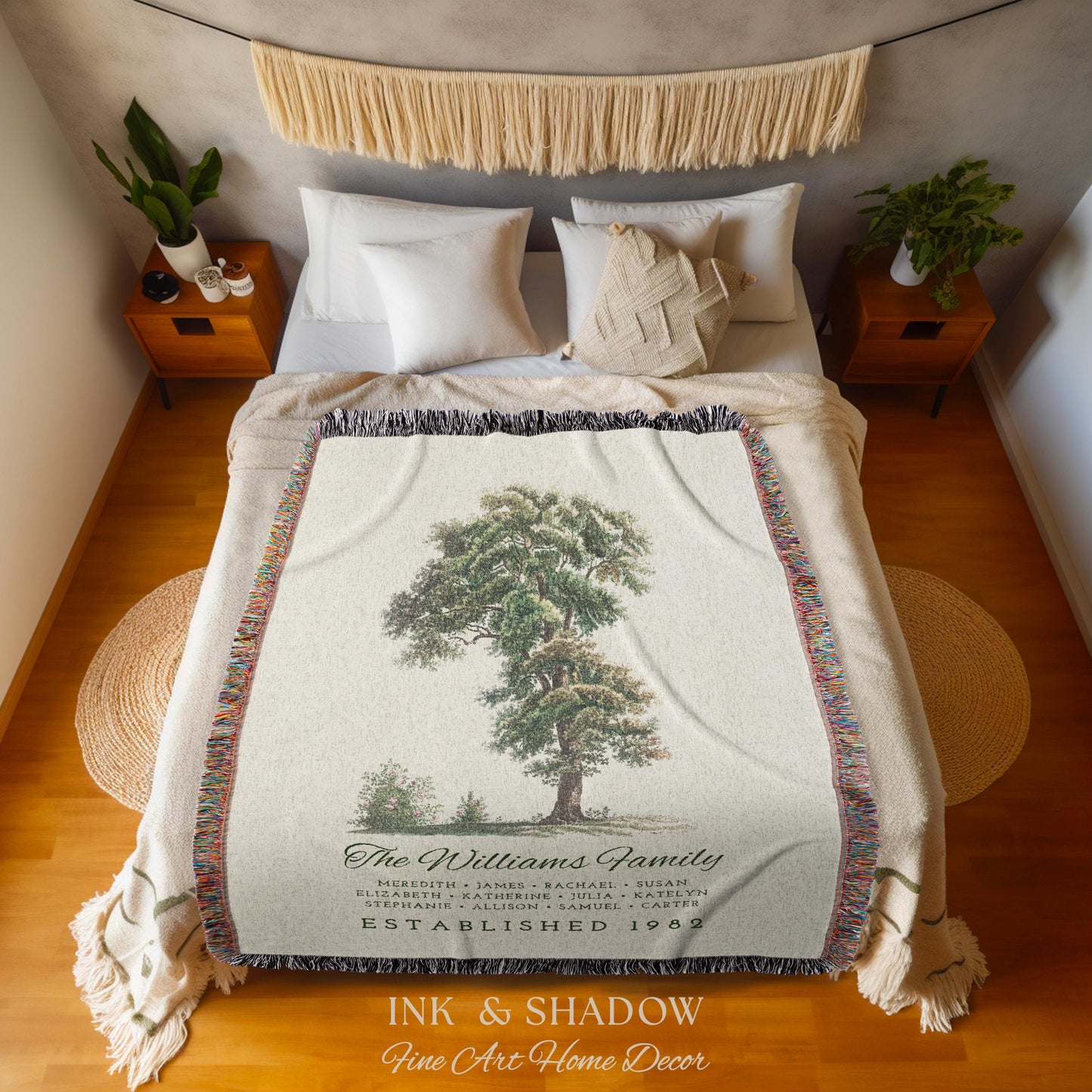 Vintage Family Tapestry Personalized | Family Tree Blanket Custom Family Gift Meaningful | Wedding Gift Sentimental Gift for Family Tree |