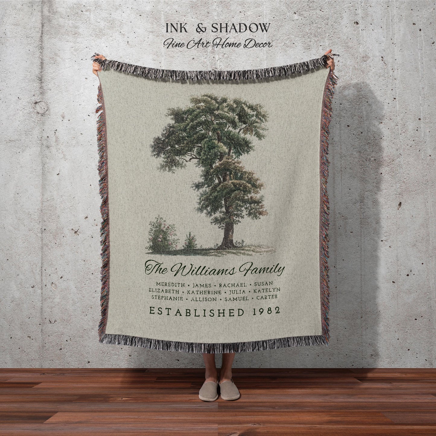 Vintage Family Tapestry Personalized | Family Tree Blanket Custom Family Gift Meaningful | Wedding Gift Sentimental Gift for Family Tree |