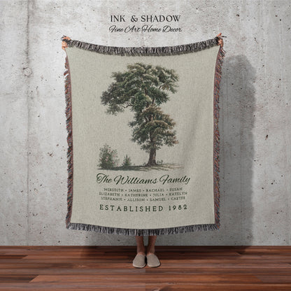 Vintage Family Tapestry Personalized | Family Tree Blanket Custom Family Gift Meaningful | Wedding Gift Sentimental Gift for Family Tree |