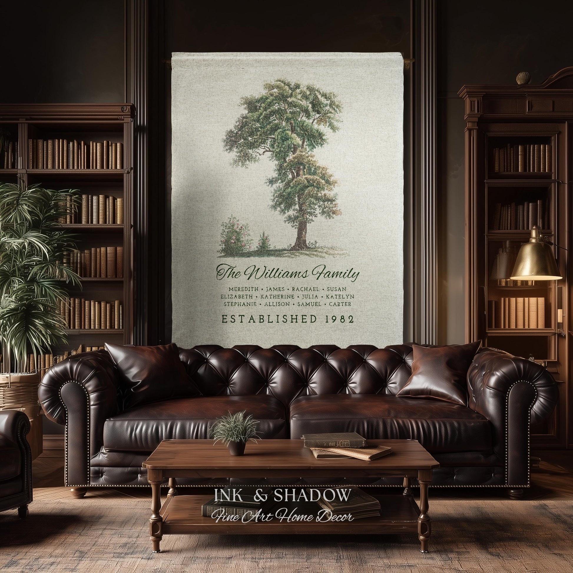 Vintage Family Tapestry Personalized | Family Tree Blanket Custom Family Gift Meaningful | Wedding Gift Sentimental Gift for Family Tree |