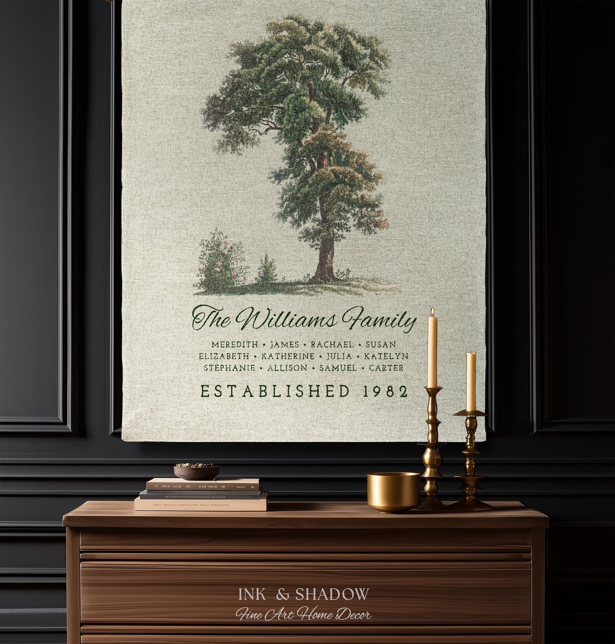 Vintage Family Tapestry Personalized | Family Tree Blanket Custom Family Gift Meaningful | Wedding Gift Sentimental Gift for Family Tree |