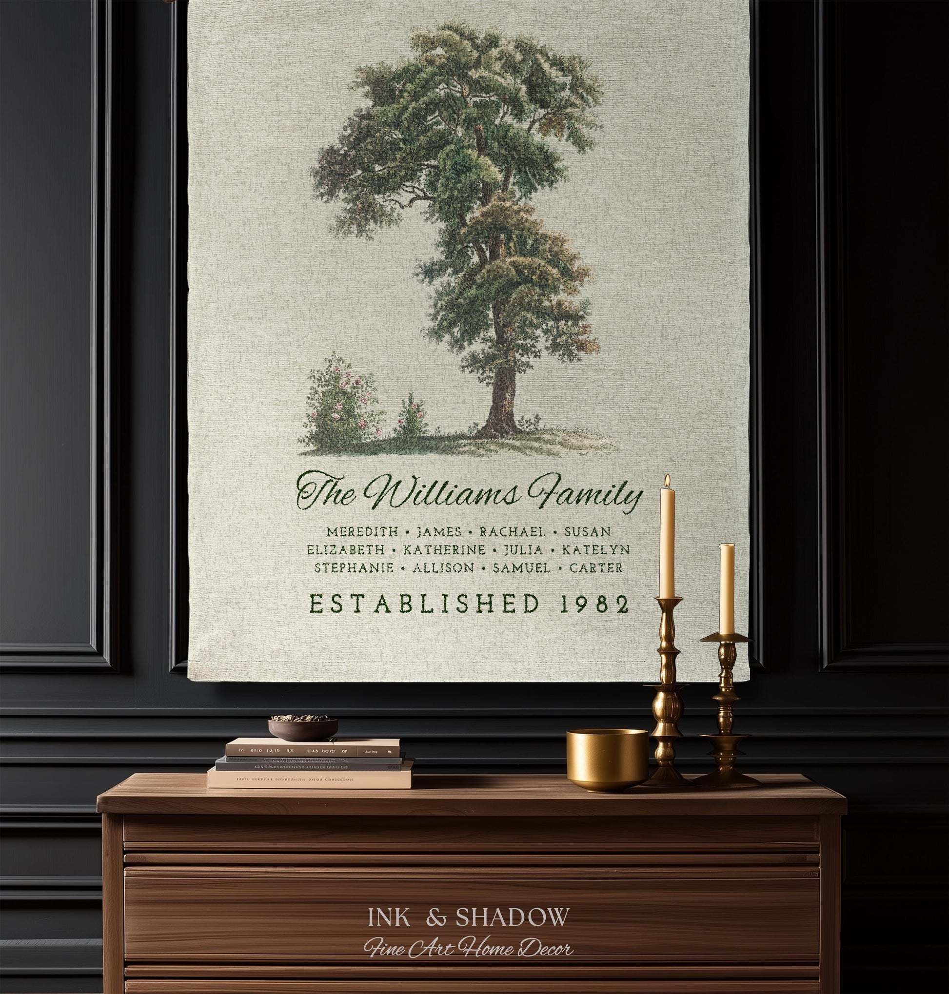Vintage Family Tapestry Personalized | Family Tree Blanket Custom Family Gift Meaningful | Wedding Gift Sentimental Gift for Family Tree |