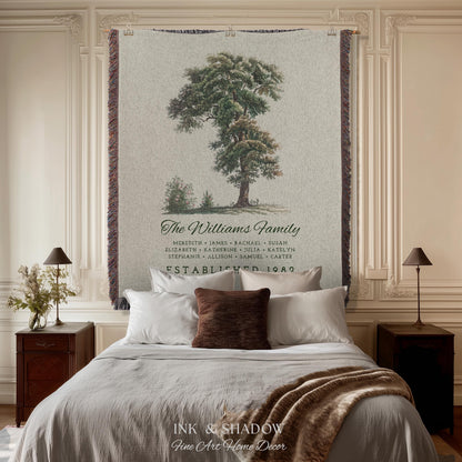 Vintage Family Tapestry Personalized | Family Tree Blanket Custom Family Gift Meaningful | Wedding Gift Sentimental Gift for Family Tree |