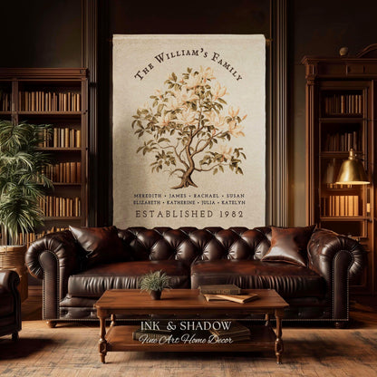 Vintage Family Tree Blanket | Family Name Blanket Custom Family Tree Gift Unique Gift for Mom Personalized Family Name Gift Personalized |