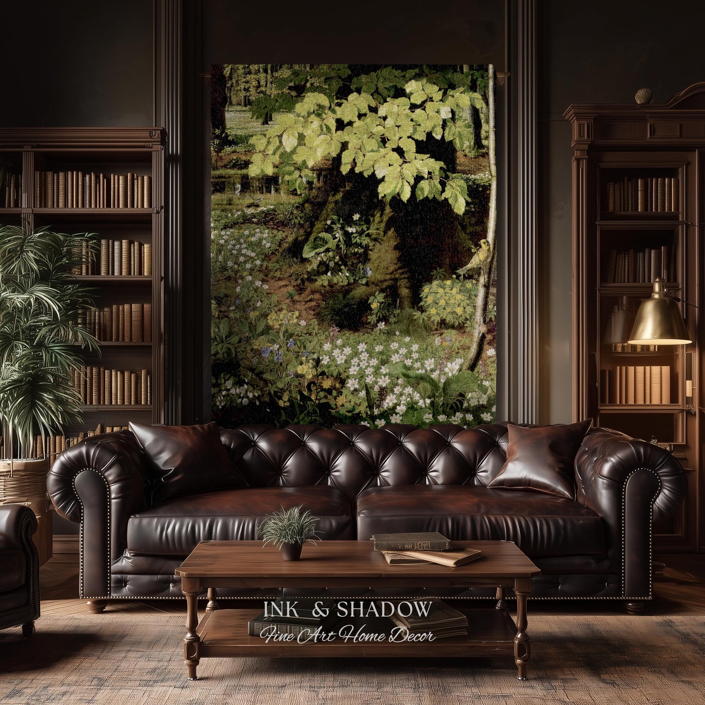 Dark Botanical Tapestry | Renaissance Art Woven Blanket | Victorian Gothic Aesthetic Tapestry Woven | Bookish Room Decor Aesthetic Blanket