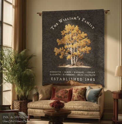 Custom Family Name Blanket Woven | Family Tree Wall Art Blanket Custom Family Gift Sentimental Gift for Mom Personalized Heritage Blanket |